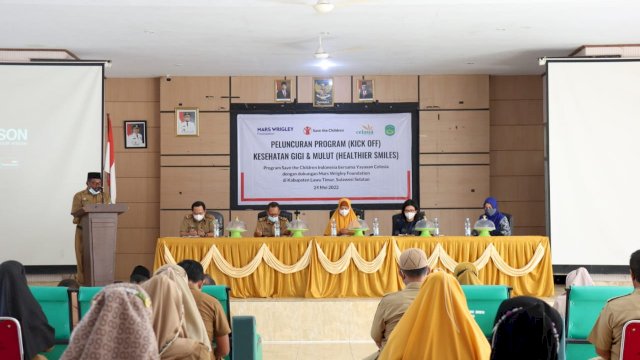 Peluncuran program kesehatan gigi dan mulut (Healthier Smiler), di Aula Disdikbud, Selasa (24/05/2022).