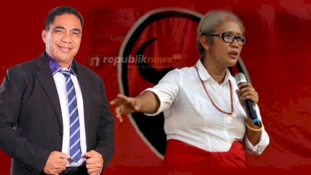 Mantan Sekda Provinsi Papua Titus Emanuel Adopehan Hery Dosinaen (kiri), Ketua PDI-Perjuangan NTT Emelia Julia Nomleni (kanan). (Foto: Tarwan Stanis/Republiknews.co.id)