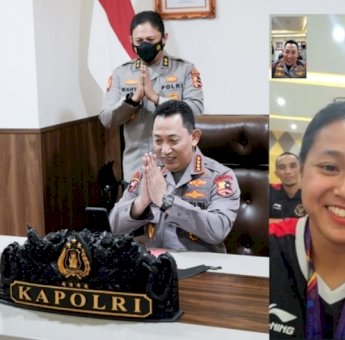 Lewat Video Call, Kapolri Ucapkan Selamat Untuk Atlet Sepeda Atas Perolehan Emas dan Perak
