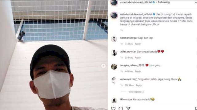 Tangkapan Layar Postingan Instagram Ustadz Abdul Somad. (Istimewa)