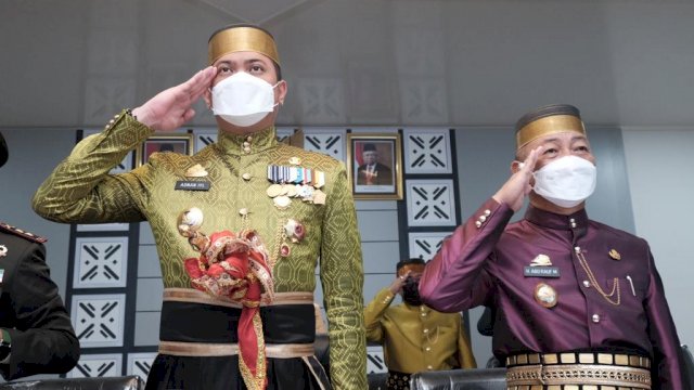 Bupati Gowa Adnan Purichta Ichsan saat menghadiri peringatan Hari Lahir Pancasila secara virtual, Rabu (01/06/2022). (Istimewa)