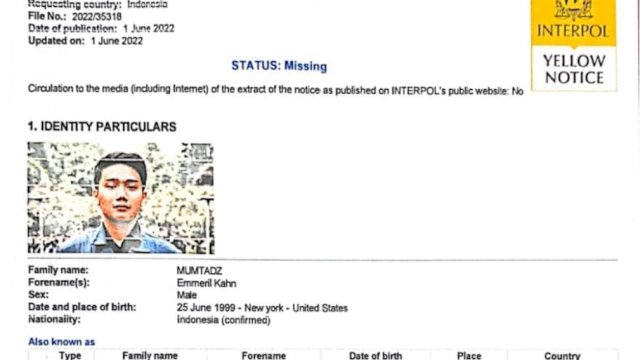 Yellow Notice Emmeril Khan Putra Gubernur Ridwan Kamil. (Istimewa)