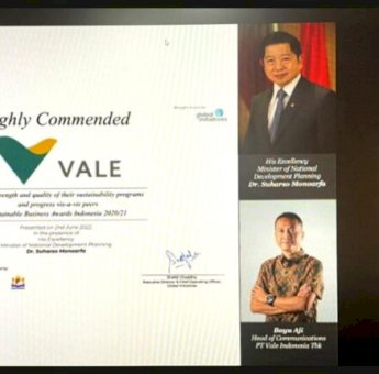 PT Vale Raih Sustainable Business Awards Kategori Sangat Terpuji 2022