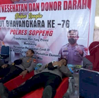 Bantu Pemenuhan Stok Darah, HUT Bhayangkara 76 di Soppeng Gelar Donor Darah