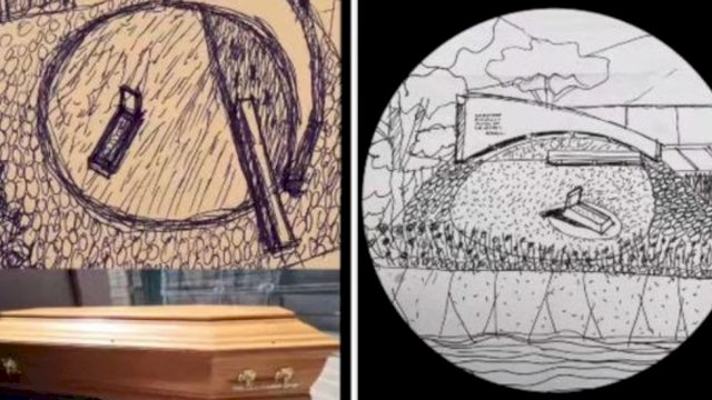 Goresan Sketsa Gubernur Jawa Barat Ridwan Kamil untuk pemakaman Eril dan Masjid yang akan dibangunnya. (SC Instagram Ridwan Kamil)