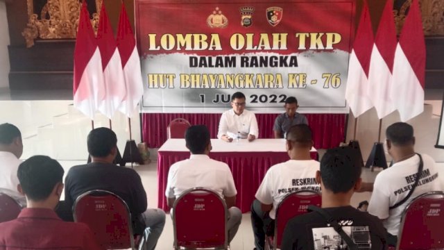 Semua peserta mendapat arahan sebelum mengikuti Lomba olah TKP. (Istimewa)