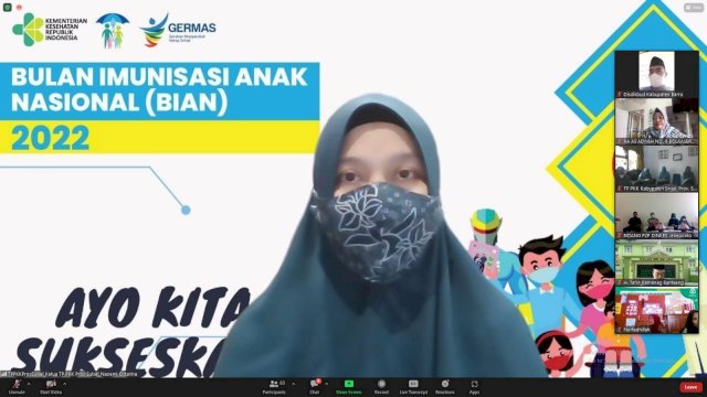 Tangkapan Layar saat Ketua TP PKK Sulsel Naoemi Octarina, mengikuti Pertemuan Evaluasi BIAN Tingkat Sulsel, yang dilaksanakan secara daring, Kamis (23/06/2022). (Istimewa)