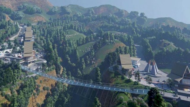 Jembatan kaca sepanjang 120 meter ini akan jadi daya tarik di Kawasan Wisata Bromo. (Istimewa)