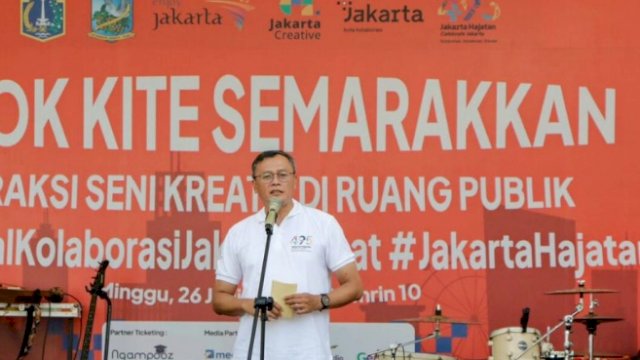 Wali Kota Jakarta Pusat Dhany Sukma, membuka rangkaian gelaran Jakarta Hajatan di Thamrin 10, Minggu (26/06/2022). (Istimewa)