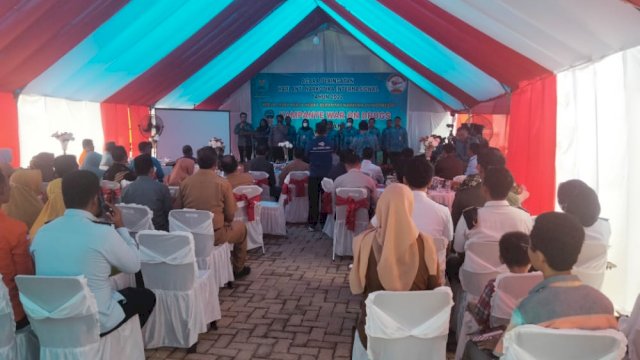 Badan Narkotika Nasional Kabupaten (BNNK) Muna melaksanakan kegiatan Hari Anti Narkotika Internasional (HANI) dihalaman Kantor Dinas Kesehatan, Senin (27/06/2022). (Foto: Rustam/Republiknews.co.id)