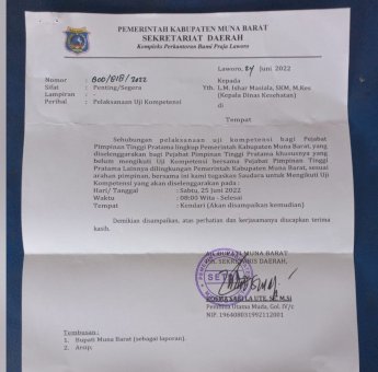Tak Ada Surat Rekomendasi dari KASN, Tiga Kepala OPD di Muna Barat Tolak Undangan Uji Kompetensi Dari Sekda