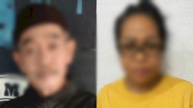 AS (63) dan EY (51), terduga pelaku pemalsuan dokumen tanah yang berhasil diamankan Sat Resmob Polda Sulsel. (Istimewa)