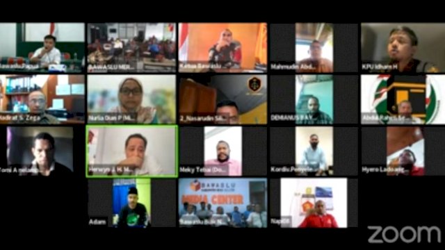 Tangkapan layar webinar Nasional yang diselenggarakan oleh Bawaslu Provinsi Papua, Sabtu (18/6/2022). (Foto: Istimewa)