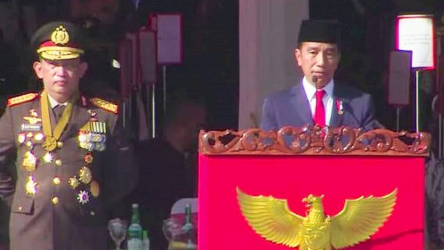 Presiden Joko Widodo di acara HUT Bhayangkara ke-76 di Akpol Kampus Semarang, Selasa (05/07/2022). (Istimewa)