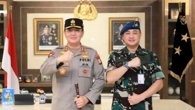 Kapolda Riau Irjen Pol M Iqbal bersama Danlanud RSN Marsma TNI Ian Fuady. (Istimewa)