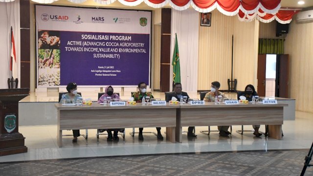 Bupati Luwu Utara Indah Putri Indriani saat menyampaikan sambutan pada kegiatan Sosialisasi Program ACTIVE.(Foto: Istimewa)