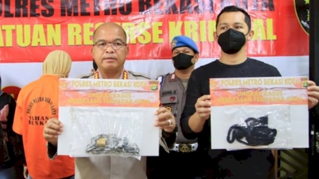 Kapolres Bekasi Kota Kombes Pol Hengki Pimpin Press Confrence Penelantaran Anak.(Foto: Istimewa)