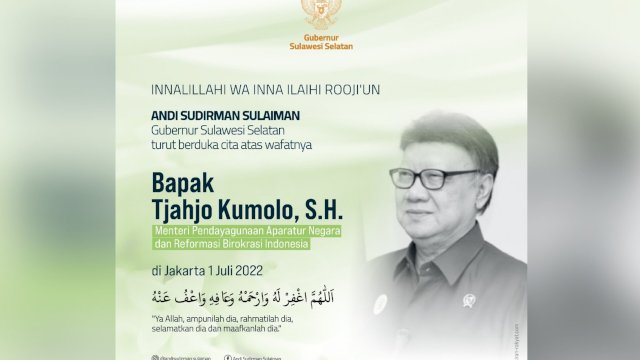 Dari Tanah Suci, Andi Sudirman Sampaikan Belasungkawa Meninggalnya Menpan-RB Tjahjo Kumolo