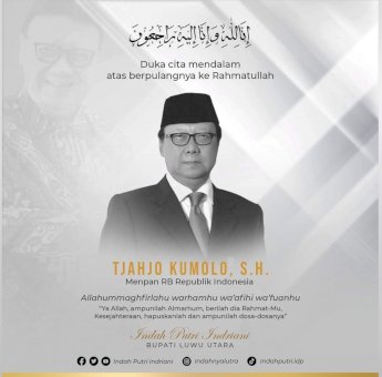 Bupati Luwu Utara Sampaikan Duka Cita Meninggalnya MenPan-RB Tjahjo Kumolo