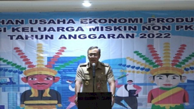 Wali Kota Administrasi Jakarta Pusat Dhany Sukma, memberikan sambutan saat pembukaan Pelatihan Usaha Ekonomi Produktif bagi Keluarga Miskin Non PKH. (Istimewa)