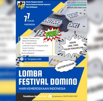 Semarakkan HUT RI Ke 77, KNPI Kota Balikpapan Gelar Lomba Domino