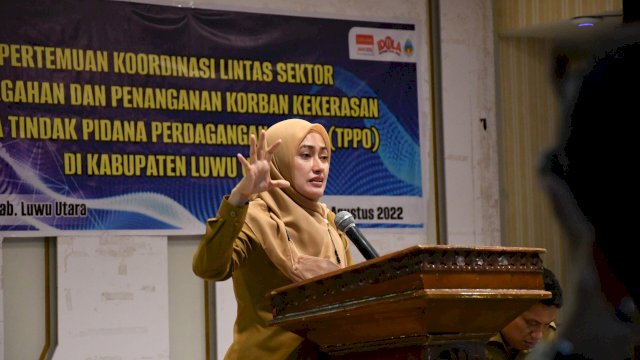 Bupati Luwu Utara, Indah Putri Indriani, membuka secara resmi Pertemuan Koordinasi Lintas Sektor Pencegahan dan Penanganan Korban Kekerasan serta Tindak Pidana Perdagangan Orang (TPPO)