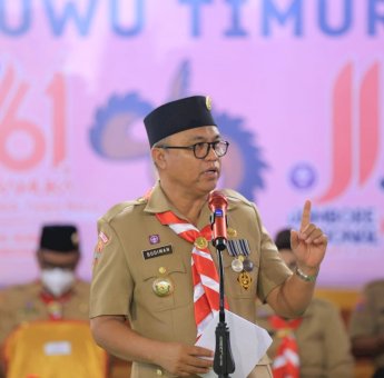 Lantik Pramuka Garuda dan Lepas Peserta Jamnas, Bupati Luwu Timur Pimpin Apel Besar Hari Pramuka