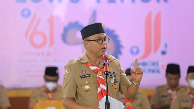 Bupati Luwu Timur, Budiman pimpin apel besar peringatan hari pramuka ke 61.