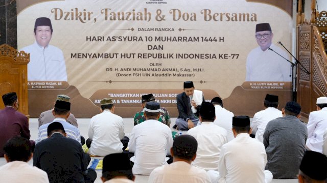 Pemkab Soppeng Gelar Dzikir, Tausyah dan Doa bersama di Mesjid Agung Darussalam.(istimewa)