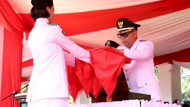 Bupati Luwu Timur, Budiman jadi Inspektur Upacara peringatan HUT RI ke-77 di Kabupaten Luwu Timur.