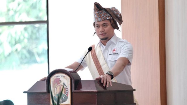Ketua PMI Provinsi Sulawesi Selatan, Adnan Purichta Ichsan saat membuka Musyawarah Kerja PMI Provinsi Sulawesi Selatan di Ballroom Hotel Missiliana, Kabupaten Toraja Utara, kemarin. (Dok. Humas Gowa)
