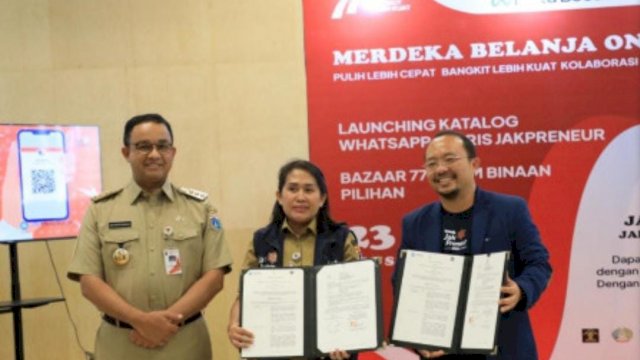 Gubernur DKI Jakarta Anies Baswedan Dalam Peluncuran Katalog Whats App Bisnia dan QRIS Jakpreneur (Foto:Istimewa)