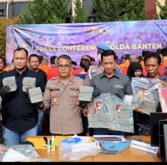 Polda Banten Sita Uang Hampir 1 M dari 65 Tersangka Pelaku Judi