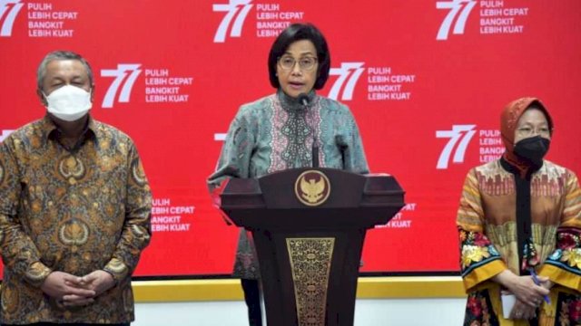 Menteri Keuangan Sri Mulyani Sampaikan Hasil Rapat Terbatas Dengan Presiden Jokowi Terkait Bansos. (Ist)