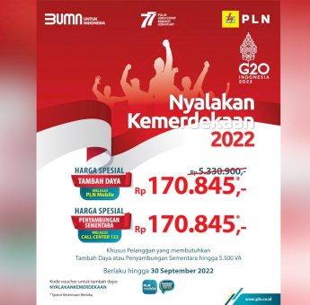 Promo Nyalakan Kemerdekaan, PLN Beri Diskon Tambah Daya Hanya Rp 170.845