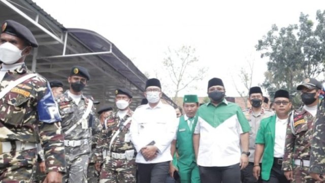 Menteri Agama RI Yaqut Cholil Qoumas dan Gubernur Jawa Barat Ridwan Kamil, saat menghadiri Peresmian Rumah Toleransi Ansor Jawa Barat. (Foto: Istimewa)