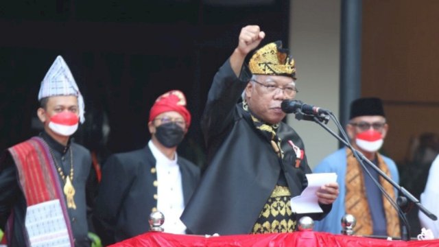 Menteri Pekerjaan Umum dan Perumahan Rakyat (PUPR) Hadimuljono Bertindak Sebagai Inspektur Upacara Menyampaikan Pidatonya Didepan Peserta Upacara 17 Agustus 2022 (Foto:Istimewa)