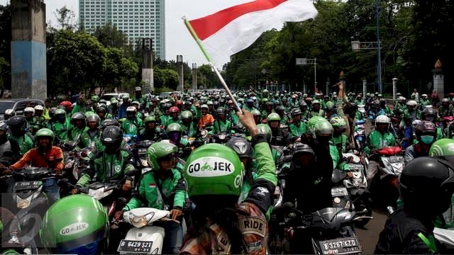 Aksi Unjukrasa Ribuan Ojek Online di Ibu Kota Jakarta. (Foto: liputan6)