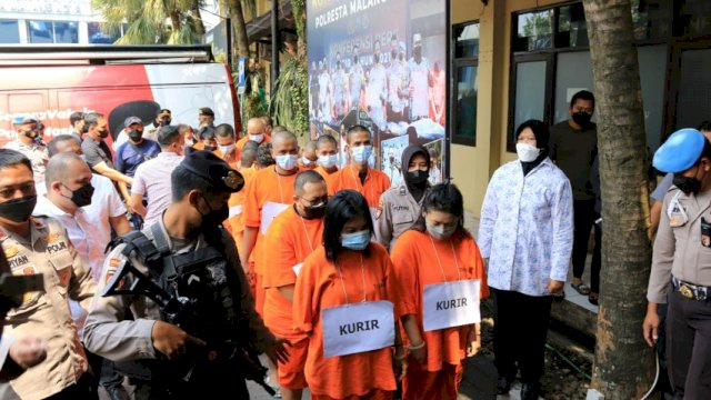 19 Orang Pelaku Pengedar Narkoba Diamankan Polres Malang Kota (Foto:Istimewa)