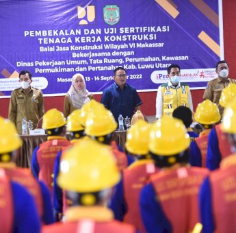 Dibuka Muhammad Fauzi, Ratusan Tukang di Luwu Utara Ikut Pembekalan dan Uji Sertifikasi Tenaga Kerja Kontruksi