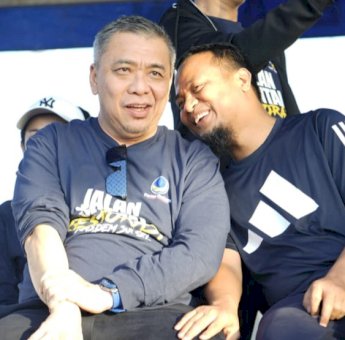 Akrabnya Gubernur Andi Sudirman Bersama Waketum Ahmad Ali Jalan Sehat Partai Nasdem