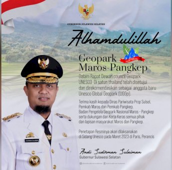 Geopark Maros-Pangkep Masuk dalam UNESCO Global Geopark, Andi Sudirman Ucapkan Syukur