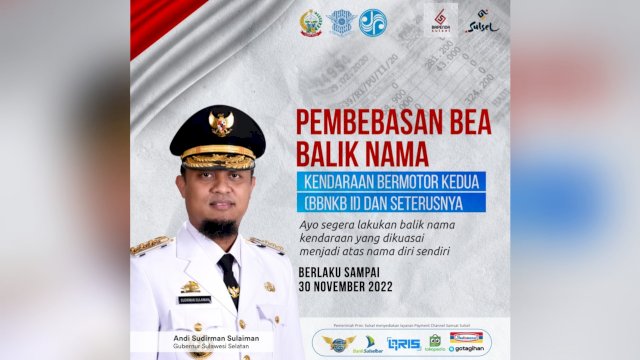 Bapenda Sulsel Bebaskan Bea Balik Nama Kendaraan Kedua, Potensi Tingkatkan PKB Provinsi