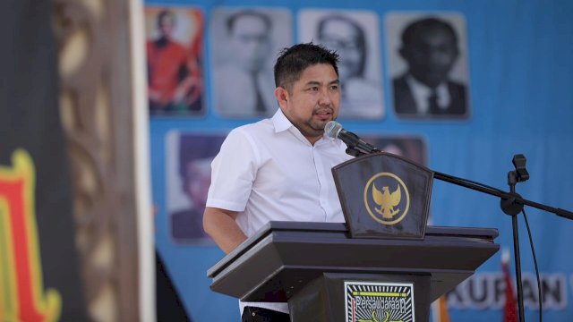 Wakil Ketua DPRD Kalsel Muhammad Syaripuddin (Bang Dhin) memberikan sambutan dihari momentum 1 Abad PSHT Kalimantan Selatan. (Istimewa)