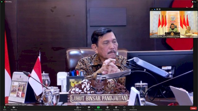 Menko Marves Luhut Binsar Pandjaitan, memimpin Rapat saat Rakor PMK. (Istimewa)