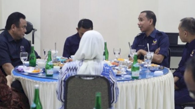 Ketua DPRD Makassar, Rudianto Lallo saat menjamu Wakil Ketua DPR RI, Rachmat Gobel di Makassar, Kamis (21/7/2022). (Foto: Istimewa)