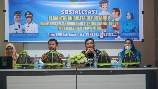 Sosialisasi Pemantauan Balita dalam rangka percepatan penurunan stunting di Aula Dinas Kesehatan. FOTO/KOMINFO LUWU UTARA