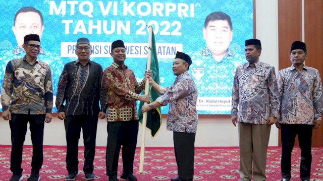 Pelepasan Kafilah Musabaqah Tilawatil Quran (MTQ) Ke-VI KORPRI Tahun 2022 Provinsi Sulsel di Baruga Karaeng Pattingalloang, Minggu (06/11/2022). (Istimewa)