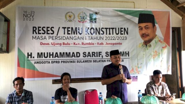 Anggota DPRD Provinsi Sulsel HMuhammad Sarif saat reses di Desa Ujungbulu, Kecamatan Rumbia, Kabupaten Jeneponto. (Ist)