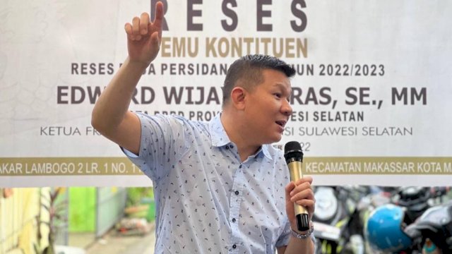 Anggota DPRD Sulawesi Selatan, Edward Wijaya Horas saat menggelar reses dan temu konstituen di Kecamatan Makassar, Kota Makassar, Jumat (18/11/2022). (Foto: Istimewa)